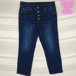 Tahari Button Fly Mid Rise Capri Jeans Medium Wash Size 8/29 Women’s